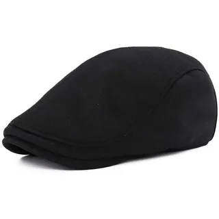 Gisdanchz Baumwolle Schiebermütze Schirmmütze Schiebermützen Flatcap Herren Flat Cap Gatsby Newsboy Hat Schwarz - 55-58