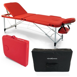 Vendomnia Mobile Massageliege Massagetisch Massagebank 2 3 Zonen klappbar Tasche Holz Alu - rot