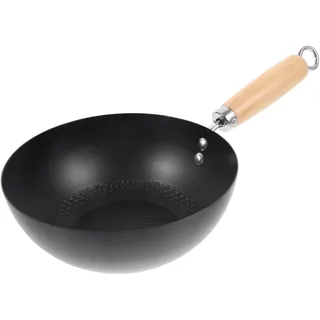 Cabilock Kleiner Wok 20 Cm Aus Schmiedeeisen Mit Flachem Boden Für Induktion Gasherd Mini Wokpfanne Ohne Beschichtung Für Haushalt Küche