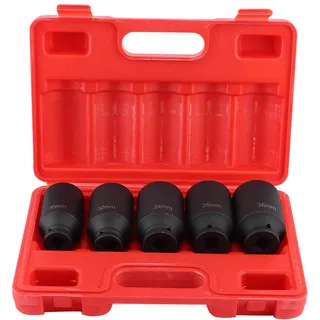 Ejoyous Schlagschrauber Nüsse 1/2 Zoll Set 5-TLG Kraft-Steckschlüssel-Einsatz-Satz Impact Socket Set 12,5 mm (1/2") Kraftsteckschlüssel-Set 30-36 mm Schlagnuss-Satz zum Lösen/Entfernen von Schrauben