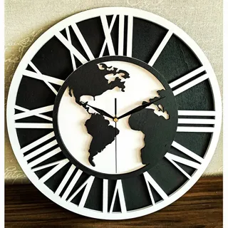 ORNAMENTI Wanduhr Weltkarte, grosse,modern, holz Wanduhr für Reisende,hingucker Wanduhr (handmade, ohne Ticken, Wanddeko, Holzdeko, 3 Größen 40, 50, 60 cm) 40 cm