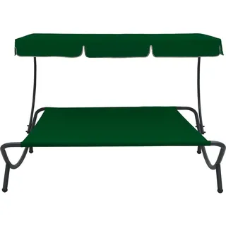 vidaXL Garten-Sonnenliege mit Sonnendach 200 x 173 x 135 cm grün