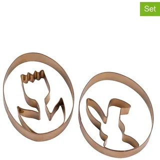 Dr. Oetker 2er-Set: Ausstecher "Hase & Tulpe" in Kupfer - (B)7 x (H)9 cm