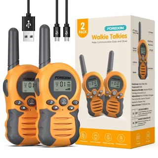 FOREDOM Wiederaufladbare Walkie Talkies für Kinder Walkie Talkies Funkgeräte Set Spielzeug für Jungen & Mädchen 3-12 Jahre, Abenteuer, Camping, Wandern – 2er Set