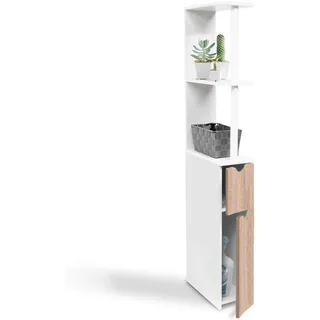 IDMarket Wc-m√∂bel Regal Holz Willy 2 Türen Weiß Und Buche