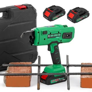 NEWTRY Profi Bewehrungsverbinder Akku-Bewehrungsbindegerät für 0,3’’ ~ 1.33’’ (7~34mm) Stabstahl, mit 2 Stk 4,0 Ah Akku und Ladegerät Rebar Tier Tying Tool