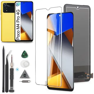 RongZy Kompatibel mit Xiaomi Poco M4 Pro 4G MZB0B5VIN Ersatz Bildschirm LCD Display und Touchscreen-Digitizer mit Werkzeugen (Schwarz)