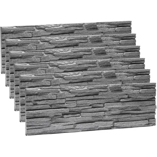 Rebel of Styles - UltraLight Tasso Grey - 0,63m2 / 6 Stück - EPS Wandpaneele/Verkleidung/Verblender/Platten in Natursteinoptik - Schaumstoff Wanddekoration mit Isolierung