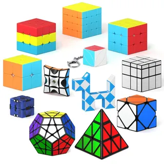 Vdealen Zauberwürfel Set, Speed Cube von 2x2 3x3 4x4 Pyramide Megaminx Skewb Infinity Mirror Zauberwürfel Original, Magic Cube Würfel Puzzle Geschenk für Kinder und Erwachsene(12er Pack)