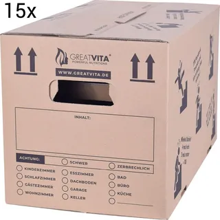 15x Umzugskarton XXL 2-wellig bis 40 kg extra stabil, Profi-Umzugskisten