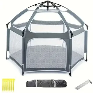 Laufstall Für Babys – Laufstall Für Drinnen Und Draußen, Strandzelt Für Babys, Faltbares Moskitonetz Für Babys, Cremeweiß, 150 X 120 Cm