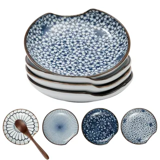 Löffelablage Keramik 4 Stück 12,2 cm Löffelhalter Kochlöffelablage Löffelablage Küche Ablage für Kochlöffel hitzebeständige Utensilienablage für Kochplatte, Küchentheke