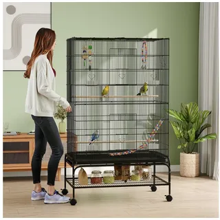 PawHut Vogelkäfig Vogelvoliere 160 x 110 x 50 cm schwarz