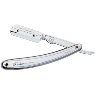 Shaving Factory Parker 31R Stainless Steel Straight Edge Razor and 5 Shark Super Stainless Blades, 1er Pack (1 x 1 Stück)