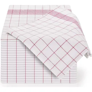 Blumtal 10er Set Premium Geschirrtücher - Hochwertige Geschirrhandtücher, 100% Baumwolle rot kariert, 50x70cm - Rot