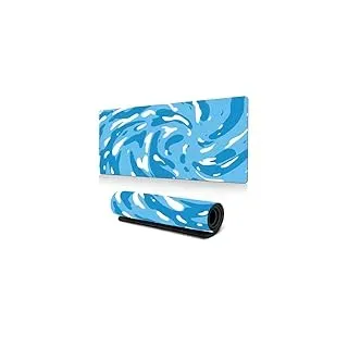 Hixingo XXL/XL/L Mauspad mit Abstraktem Wirbel, Anti-Rutsch Gummiboden, Vernähte Kanten für Büro und Zuhause (1200x600x3mm, Blau)