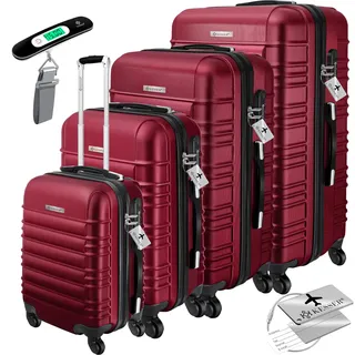KESSER® 4tlg. Hartschalenkofferset Hartschalenkoffer Reisekoffer Set Reisekofferset Trolley Koffer Inkl. Kofferwaage + Gepäckanhänger Rollkoffer Schloss 4 Rollen ABS-Hartschale Teleskopgriff S-M-L-XL