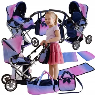 Puppenwagen 3in1 Set: Buggy, Tragetasche, Wickeltisch, Schale