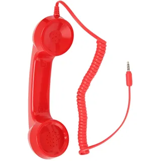 3,5-mm-Retro-Telefonhörer, Telefonempfänger für Mikrofonlautsprecher, Handheld-Multifunktionsstrahlung Retro für Smartphone und Computer (Rot)