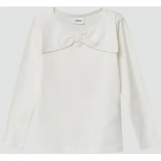 Langarm-Jerseyshirt im Slim Fit mit Schleifenkragen - creme - 116/122