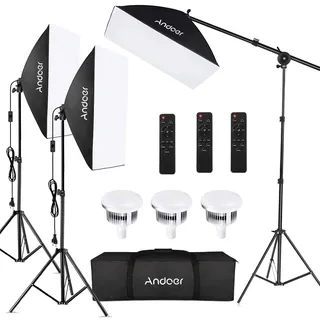 Domary Studio Photography Light Kit Softbox-Beleuchtungsset mit 85 W 2800 K-5700 K Zweifarbigen LED-Leuchten für Heimvideoaufnahmen und Make-up (EU-Stecker)