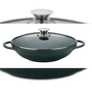 Cheffinger Wok Wokpfanne Woktopf Silikongriffe Induktion 36cm Aluguss Deckel
