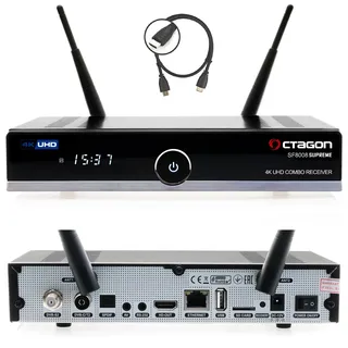 Octagon SF8008 UHD 4K Supreme Combo + 500GB Festplatte INTERN, Sat- Kabel- & DVB-T2 Receiver, E2 Linux & Define OS, mit Aufnahmefunktion, M.2 M Key, Gigabit LAN, Kartenleser, Sat to IP, WiFi