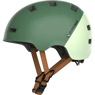 GLAMVILLA Skaterhelm Fahrradhelm Ultraleicht Stadthelm für Kinder/Damen/Herren,Verstellbar Unisex Schutzhelm für Skateboard E-Scooter Roller BMX,nur 260g/270/280g (Dunkelgrün mit Hellgrün, S(48-53cm))