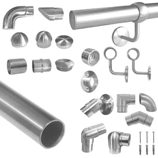BASIT Edelstahlrohr Ø 42,4 x 2,0 mm V2A I 30 cm I Edelstahl Geländer für Treppen Handlauf Treppengeländer für innen & außen selber erstellen I Rohr Rundrohr geschliffen K240