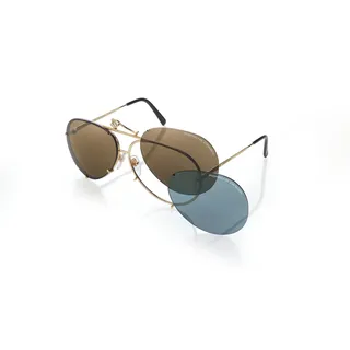 Porsche Design 8478 - mit Wechselgläsern Unisex-Sonnenbrille Vollrand Pilot Metall-Gestell, gold