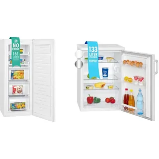 Bomann® Gefrierschrank Nofrost freistehender Tiefkühlschrank 161 L Nutzinhalt & Kühlschrank ohne Gefrierfach mit 133L Nutzinhalt und 3 Ablagen