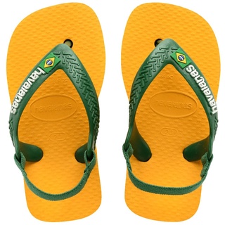 Havaianas Baby Brasil Logo II, Zehentrenner Unisex Baby, Pop Yellow/Amazon, 27/28 EU