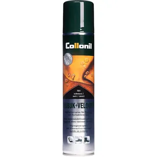 Collonil Nubuk + Velours Spray schwarz 200 ml – Imprägnierspray für Schuhe & Wildleder Pflege mit Farbpigmenten – Lederfarbe schwarz – Schutz vor Schnee & Nässe – Made in Germany - 200 ml (1er Pack)