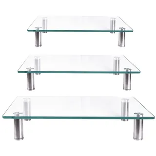 Bildschirmerhöhung Monitorerhöhung Tisch TV Aufsatz Monitor Glasaufsatz Rack Gla