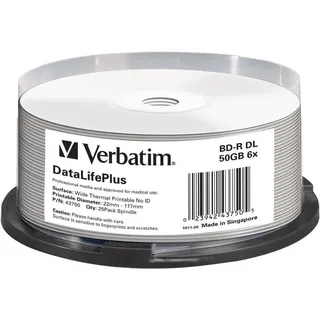 Verbatim BD-R, 50GB 6x Speed thermal printable CB