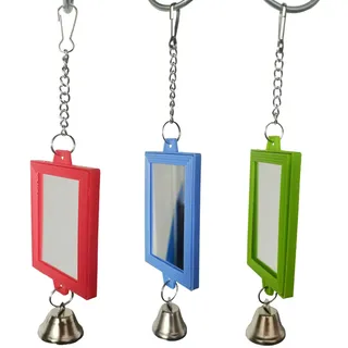 YIBOZI Vogelspiegel mit Metallglocken Nymphensittich Sittich Spiegel für Käfig Vogelspielzeug Schaukel Käfig Zubehör für Papagei Conure Vogel Spiegel Spielzeug