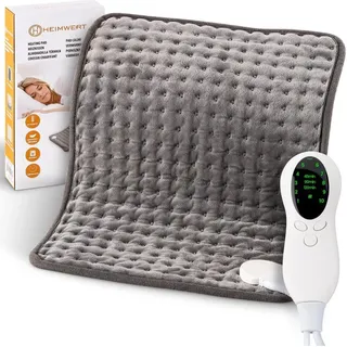 HEIMwert Wärmekissen Heizkissen mit Abschaltautomatik - Sofortwärme in 10 Stufen bis 100 Watt mit Timer - 30x40 cm ideal für Rücken Schulter Na...