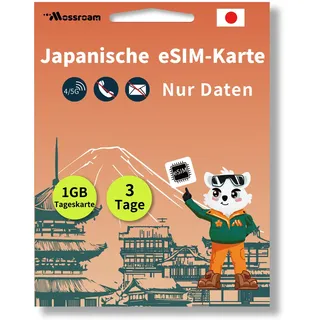 Japan eSIM-Karte für Reisende, 3-Tage-Tarif, täglich 1 GB unbegrenztes Datenvolumen, Highspeed 4/5G, Keine Roaming-Gebühren | Perfekt für Japanreisen