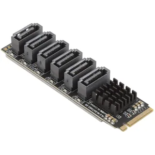 M.2 zu SATA3.0 Adapterkarte 6 Gbit/s Hochgeschwindigkeit ASM1166 M.2 PCIE zu SATA Erweiterungskarte mit Smart Indicator für OS X, Windows, Linux