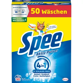 SPEE Aktiv Pulver Universal Vollwaschmittel 4 + 1 (50 Waschladungen), Waschpulver mit 4 + 1 Formel vereint Reinheit, Strahlkraft, Frische & Nachhaltigkeit, 20° - 95° C