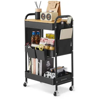 Songmics Beistellwagen, Rollwagen, Küchenwagen, Servierwagen, für Büro, Küche, Wohnzimmer