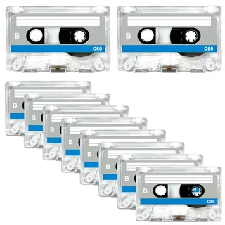 10 Stück Audio Kassetten: 60 Min Leere Audio Kassetten für Musikkassetten, Audio Cassette Empty Cassette Tapes, Rauscharm Audiokassetten für Vorlesungen Seminare Alltägliche Aufnahmen