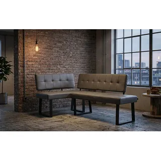 B&D home Eckbank AKA (2-St), beidseitig montierbar, gepolstert, mit Rückenlehne, verschiedene Maße grau 196 cm x 86 cm x 100 cm