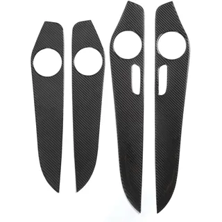 Dioche W205 Mittelkonsole, 4PCS Set Türverkleidungen Innen, Glänzende Carbonfaser Optik, Lautsprecherabdeckungen als Ersatz für C-Klasse W205 GLC-Klasse