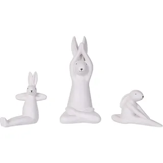 Beliani Dekofigur Hase Weiß Keramik 9/14/23 cm