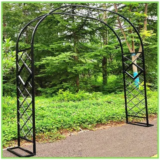 Torbogen Rosenbogen Rankhilfe Metall Höhe 230cm/270cm, Freistehend Rankbogen Gartenbogen pulverbeschichteter Stahl für Pergola Rasen (Farbe : Schwarz, Größe : 280x230cm/9.2x7.5ft)