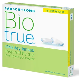 Bausch + Lomb Biotrue ONEday for Presbyopia Tageslinsen, Gleitsicht-Kontaktlinsen, weich, 90 Stück BC 8.6 mm / DIA 14.2 / -4.25 Dioptrien / ADD Low
