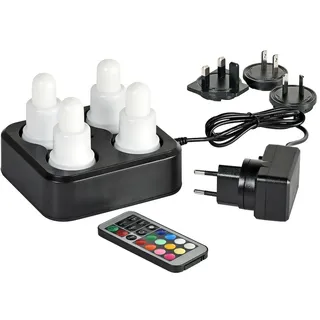 Duni LED Set wiederaufladbar mehrfarbiges Licht 4er 70 x Ø Weiß,