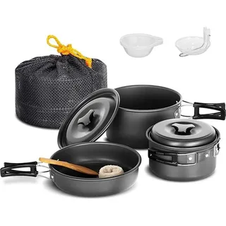 Topf-Set Outdoor-Camping-Topf-Set, faltbarer Picknick-Grilltopf - Schwarz