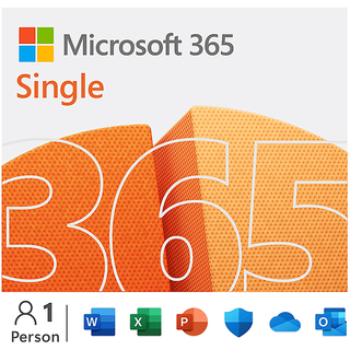 Microsoft Office 365 Single - 12 Monate für 1 Nutzer (5 Geräte), TB Cloudspeicher, Code in the box [Multiplattform]